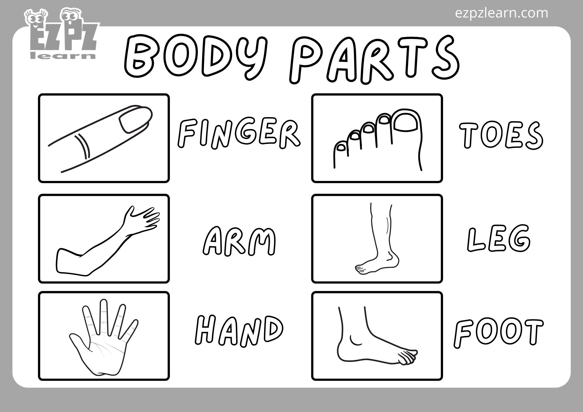 Body Parts Coloring page2